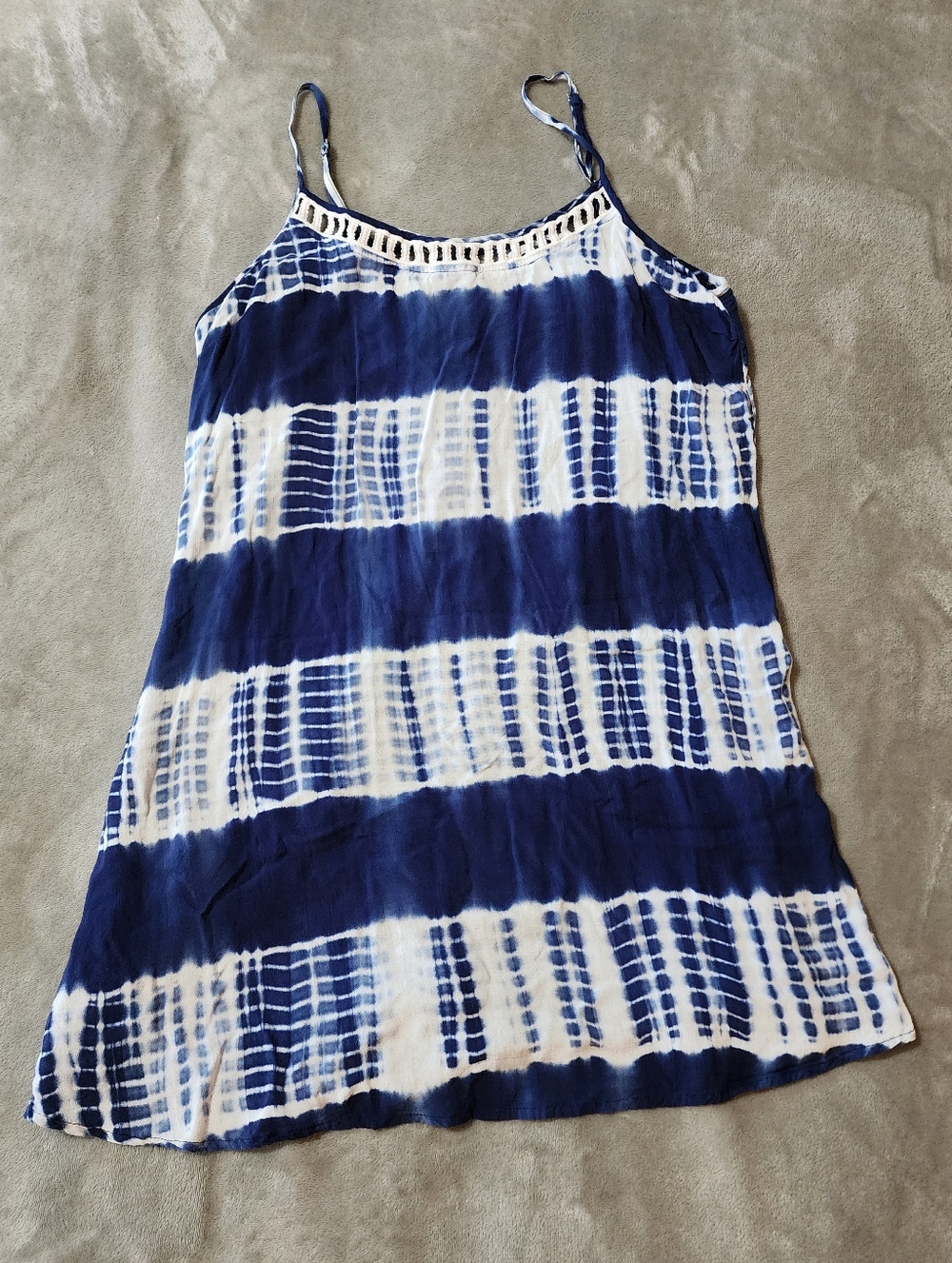 Boho Tie Dye Mini Dress | Strappy Back Swing Dress | Entro | Size L
